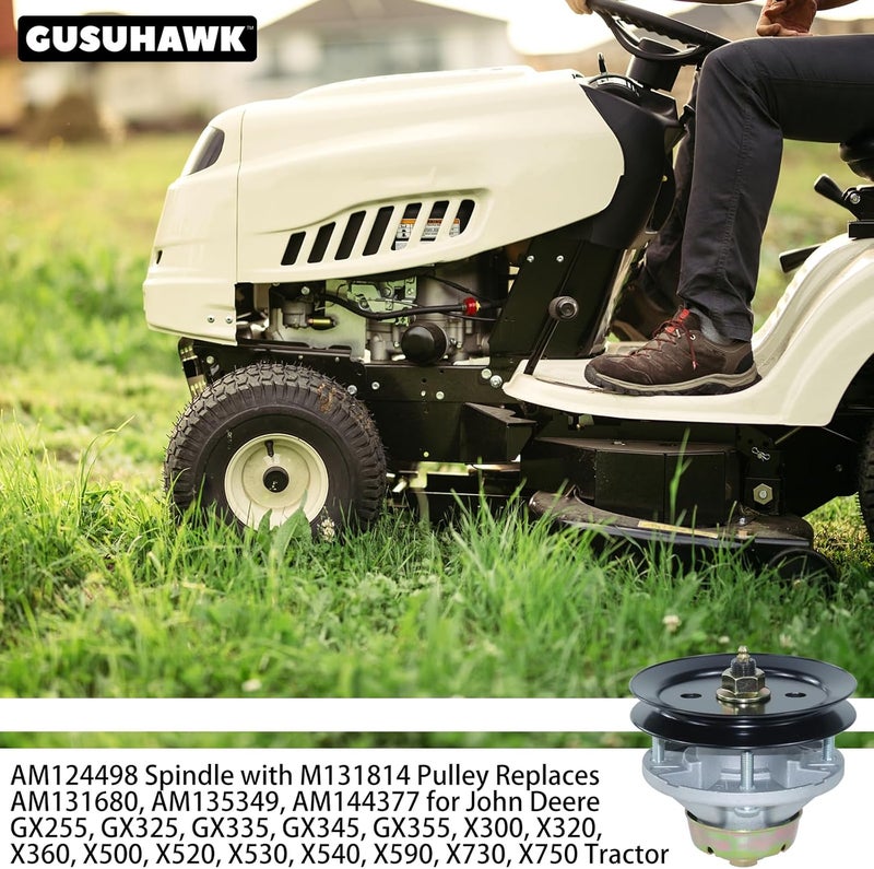 GUSUHAWK AM144377 Spindle Assembly with M131814 Pulley Replaces John Deere AM124498, AM144377, M131814 for John Deere X320, X304, X360, X520, X530, X540, X590, GX255, GX335 Lawn Tractors - Image 2